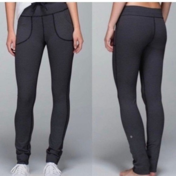 lululemon athletica Pants - Lululemon | Skinny Will Pant Full-On Luon Grey Drawstring Pocket 4